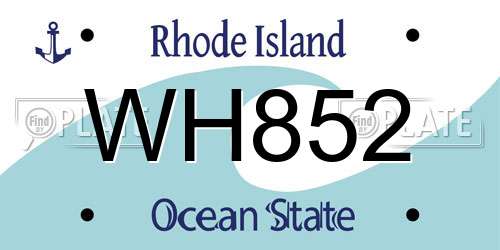 WH852 Rhode Island License Plate