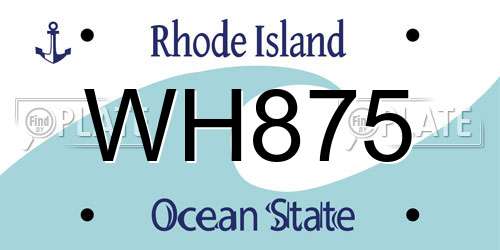 WH875 Rhode Island License Plate
