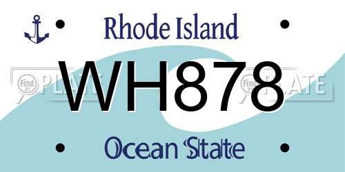 WH878 Rhode Island License Plate