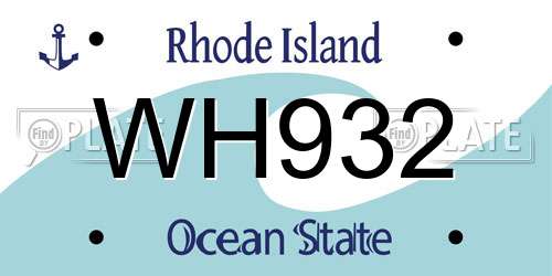 WH932 Rhode Island License Plate