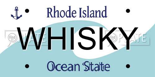 WHISKY Rhode Island License Plate
