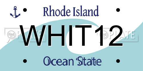 WHIT12 Rhode Island License Plate