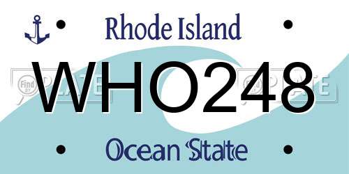 WHO248 Rhode Island License Plate