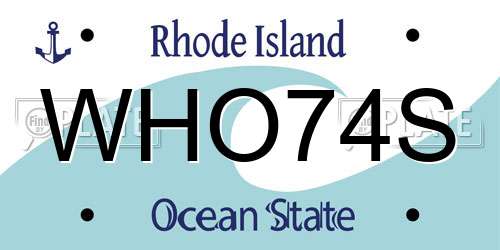 WHO74S Rhode Island License Plate