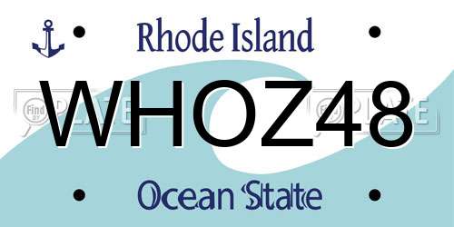 WHOZ48 Rhode Island License Plate