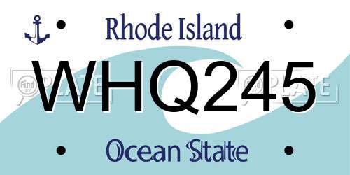 WHQ245 Rhode Island License Plate