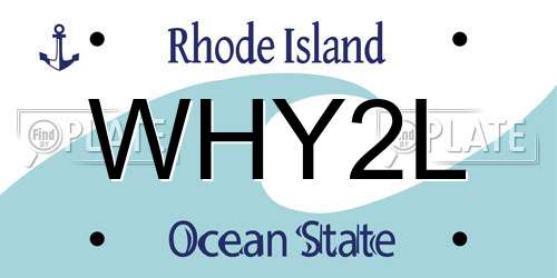 WHY2L Rhode Island License Plate