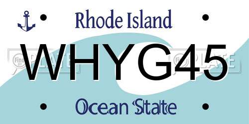 WHYG45 Rhode Island License Plate