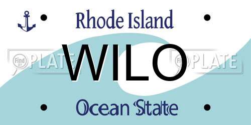 WILO Rhode Island License Plate