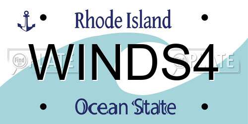 WINDS4 Rhode Island License Plate