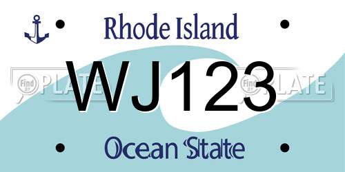 WJ123 Rhode Island License Plate