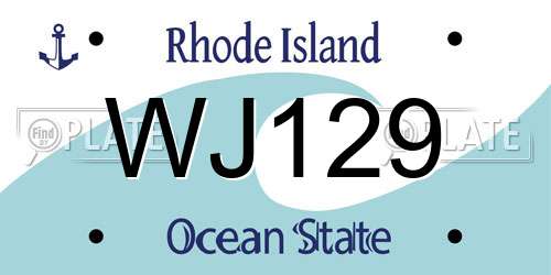 WJ129 Rhode Island License Plate