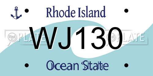WJ130 Rhode Island License Plate