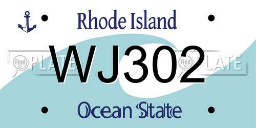 WJ302 Rhode Island License Plate