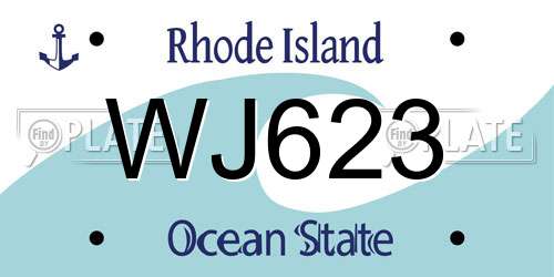 WJ623 Rhode Island License Plate