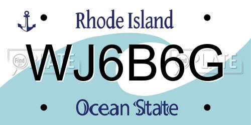 WJ6B6G Rhode Island License Plate