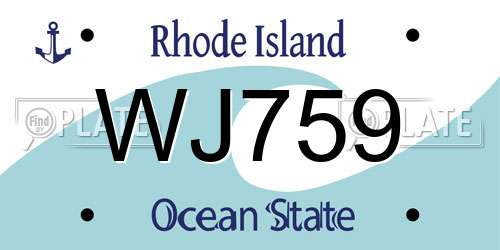 WJ759 Rhode Island License Plate