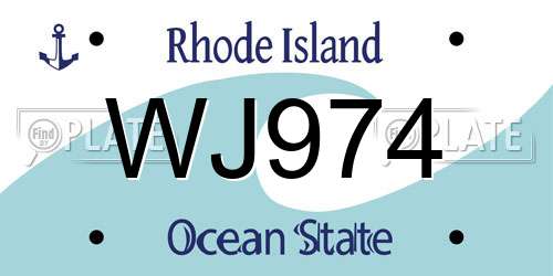 WJ974 Rhode Island License Plate