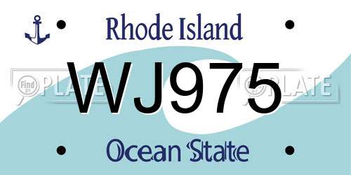 WJ975 Rhode Island License Plate