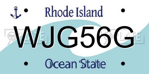 WJG56G Rhode Island License Plate