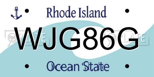 WJG86G Rhode Island License Plate