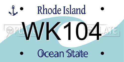 WK104 Rhode Island License Plate