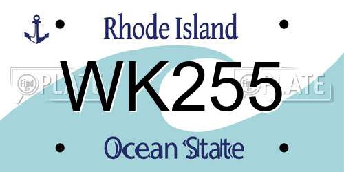 WK255 Rhode Island License Plate