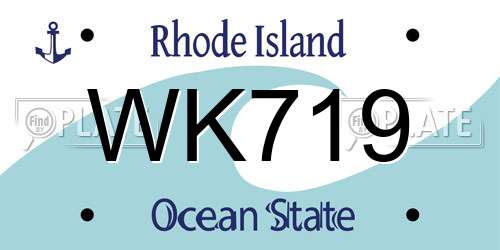 WK719 Rhode Island License Plate