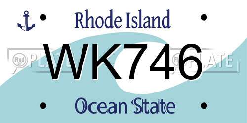 WK746 Rhode Island License Plate