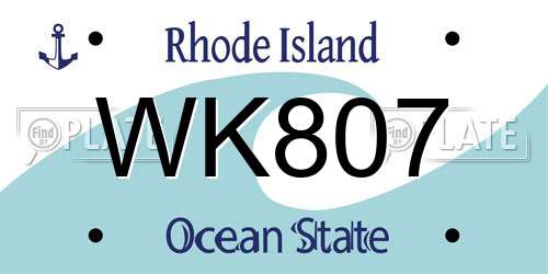 WK807 Rhode Island License Plate