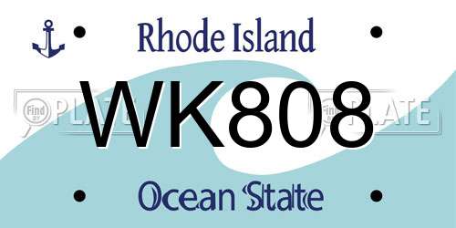 WK808 Rhode Island License Plate