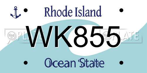 WK855 Rhode Island License Plate