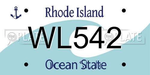 WL542 Rhode Island License Plate