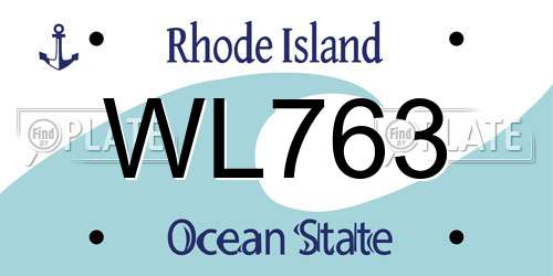 WL763 Rhode Island License Plate