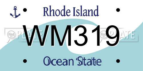 WM319 Rhode Island License Plate