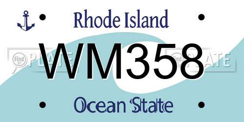 WM358 Rhode Island License Plate