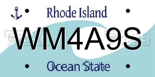 WM4A9S Rhode Island License Plate