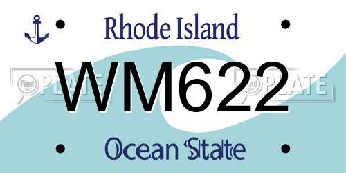 WM622 Rhode Island License Plate