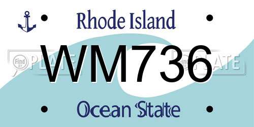 WM736 Rhode Island License Plate