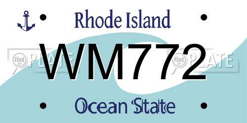 WM772 Rhode Island License Plate