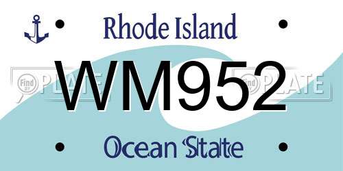 WM952 Rhode Island License Plate