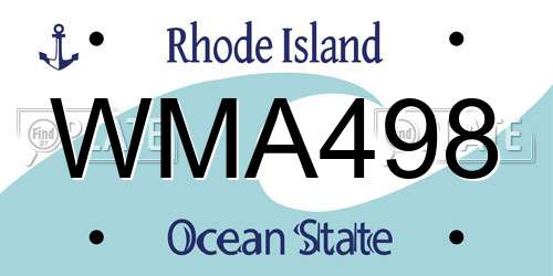 WMA498 Rhode Island License Plate