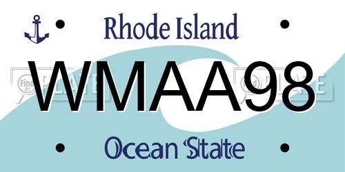 WMAA98 Rhode Island License Plate