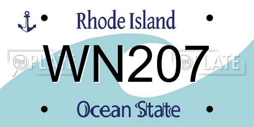 WN207 Rhode Island License Plate