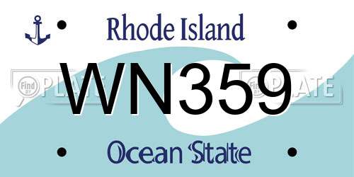 WN359 Rhode Island License Plate