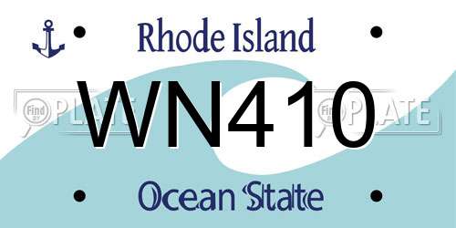 WN410 Rhode Island License Plate