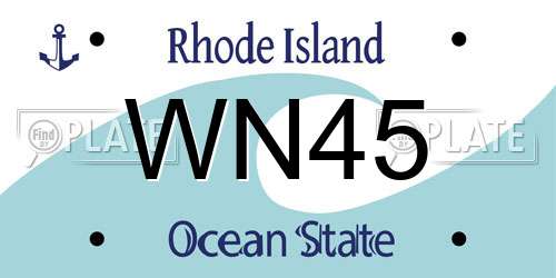 WN45 Rhode Island License Plate