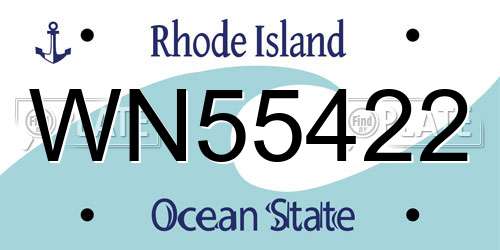 WN55422 Rhode Island License Plate