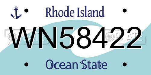 WN58422 Rhode Island License Plate