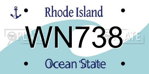 WN738 Rhode Island License Plate